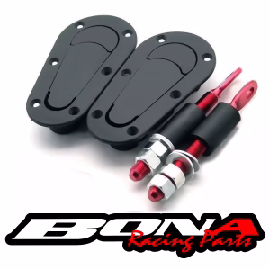 Trabas de Capot Tipo D1 Sanko – Kit Completo Aluminio Anodizado