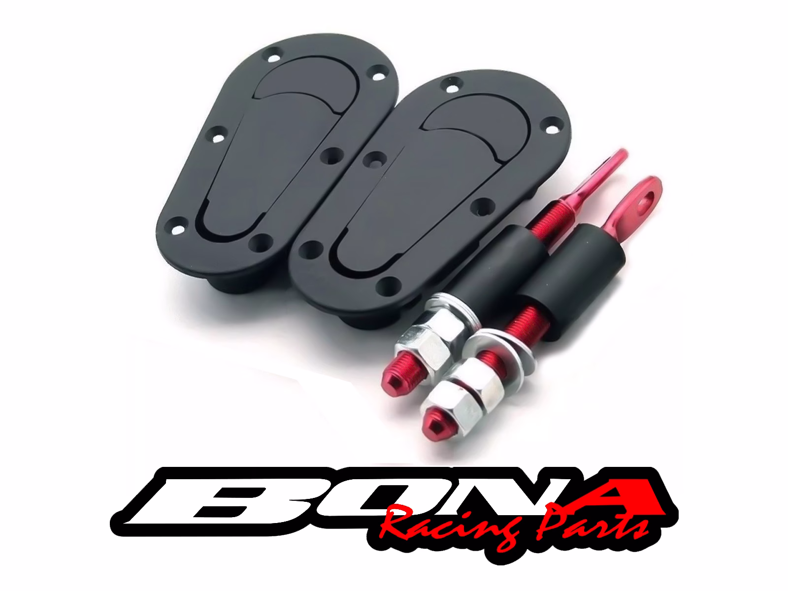 Trabas de Capot Tipo D1 Sanko – Kit Completo Aluminio Anodizado