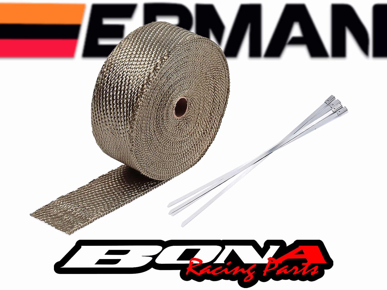 Cinta Térmica de Escape Titanio EPMAN – 10 Metros + Abrazaderas